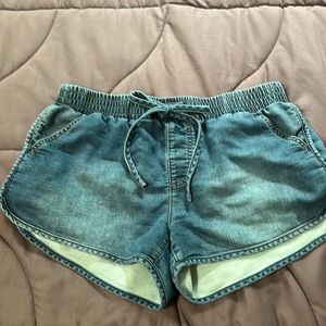 Mossimo Denim Shorty Shorts Stretch Size Large with real front & back pockets!